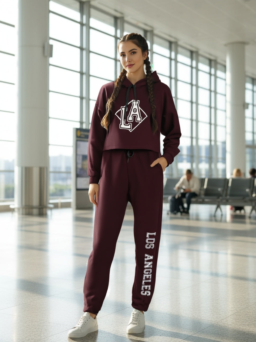 Sera Women Solid Long Sleeves Hood Co-ord-Set